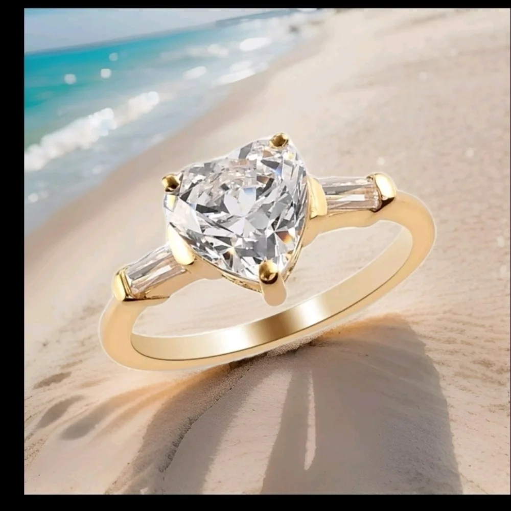 Swarovski Zirconia Heart Vermeil YG Over Sterling Silver